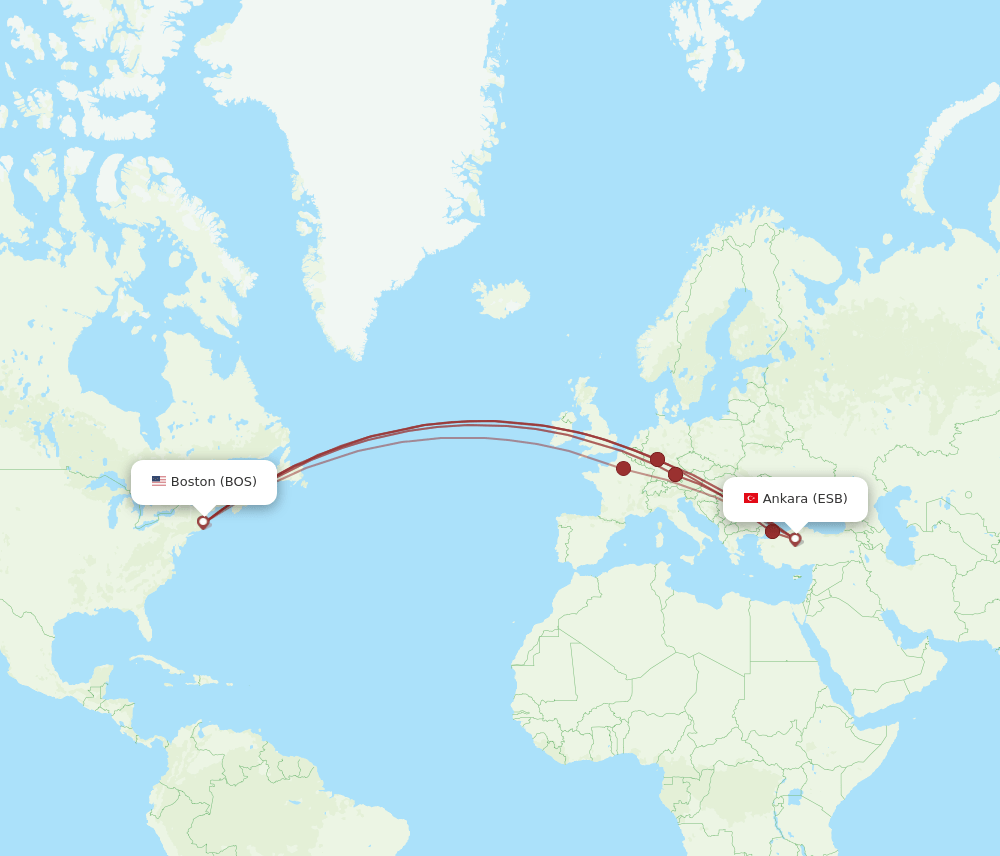 BOS-ESB flight routes