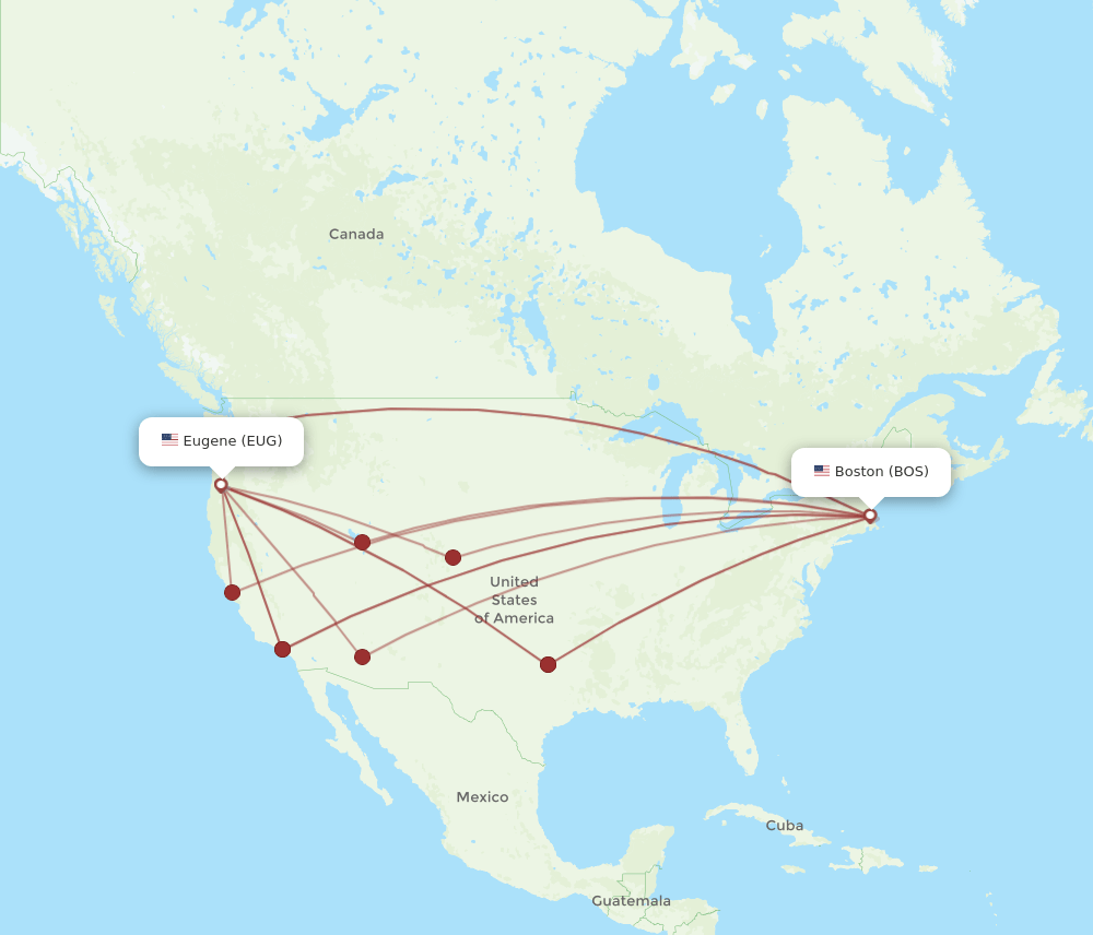 BOS-EUG flight routes