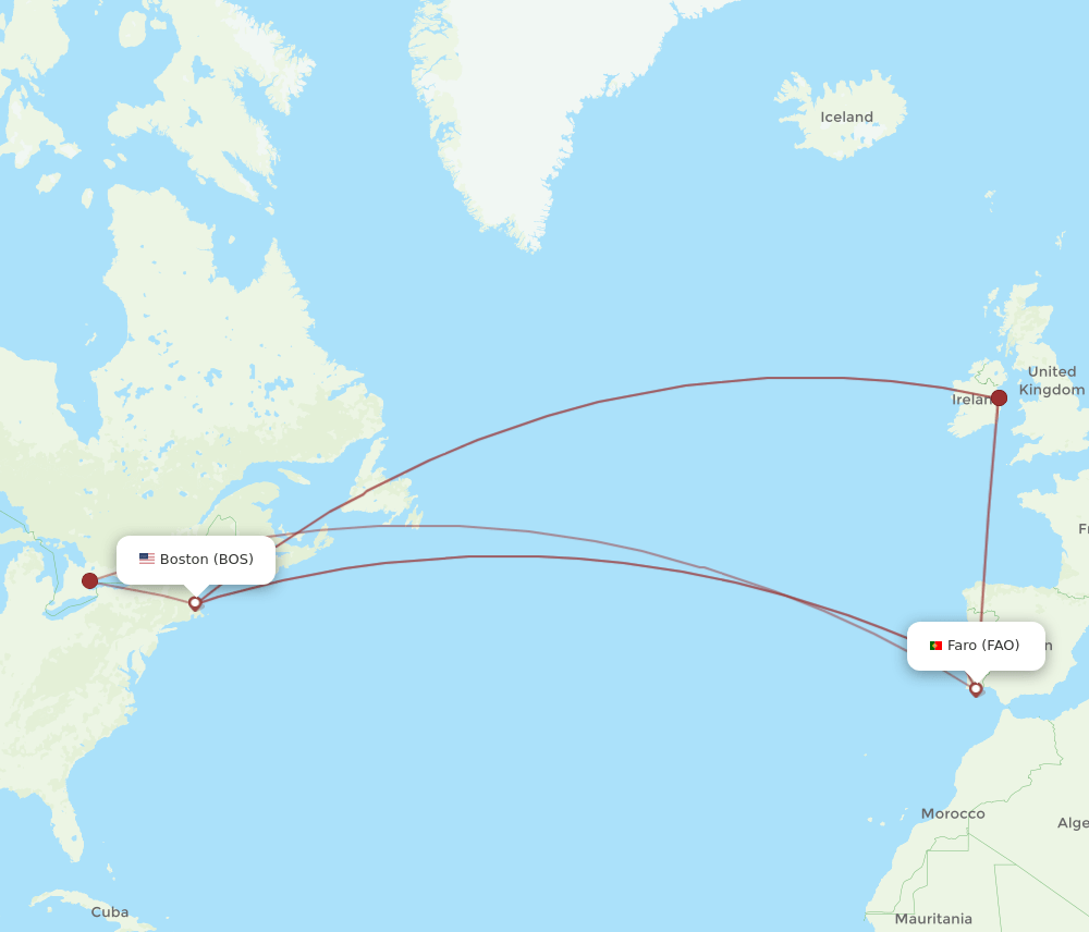 BOS-FAO flight routes