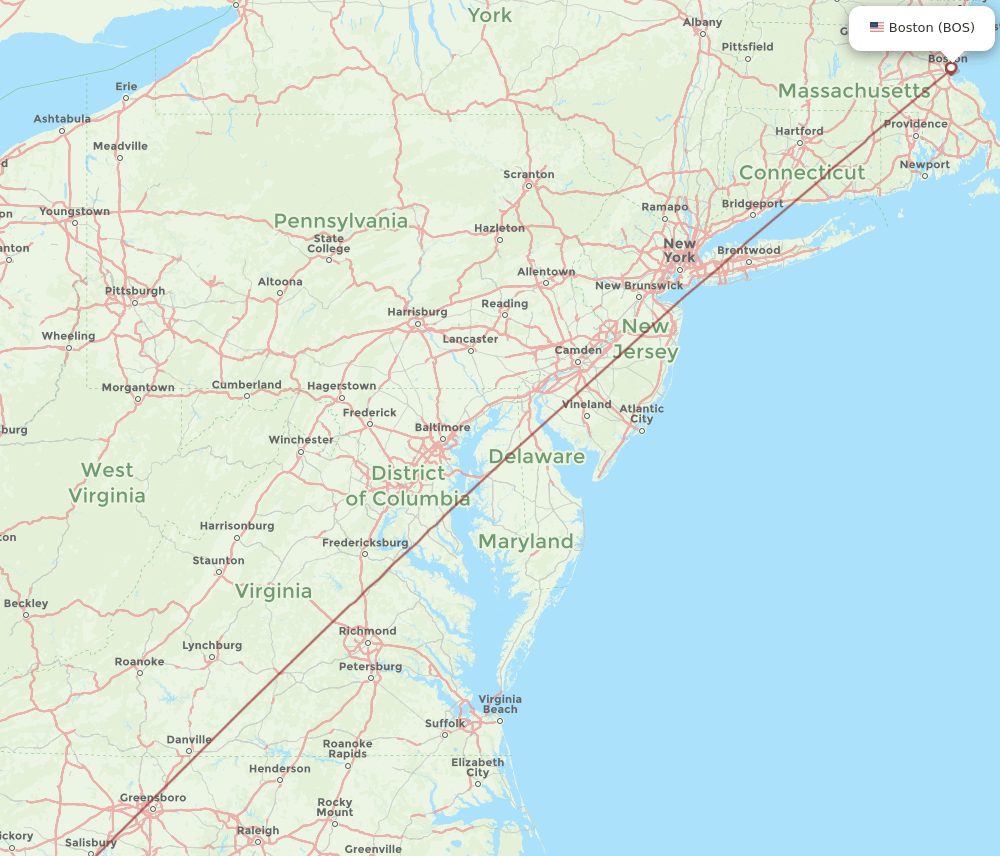 BOS-FAY flight routes