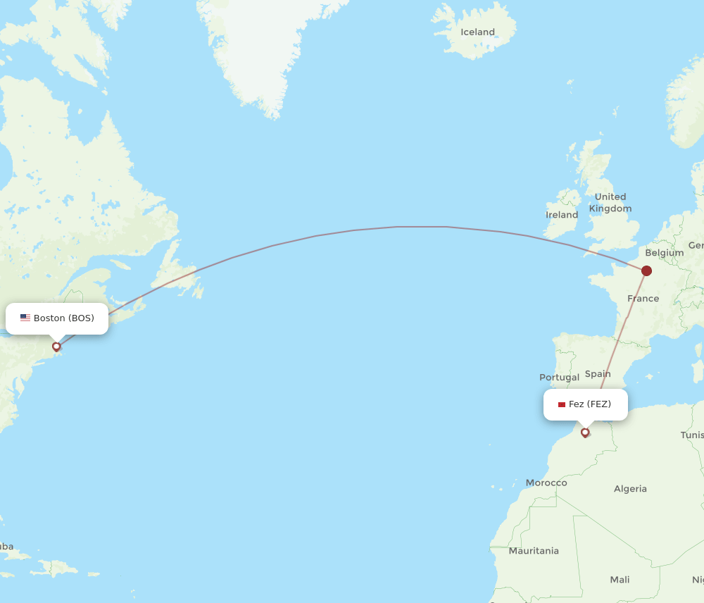 BOS-FEZ flight routes