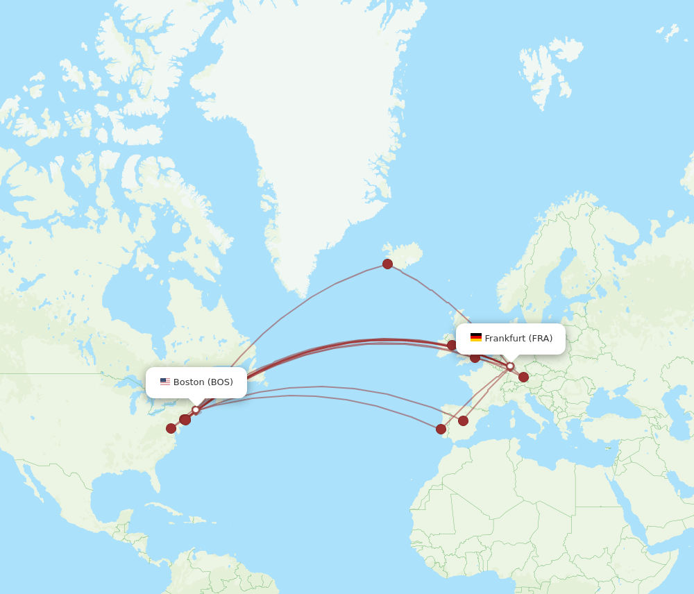 BOS-FRA flight routes