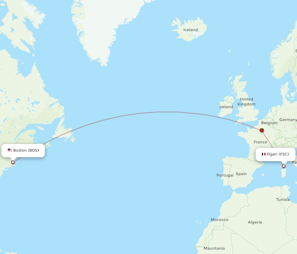 BOS-FSC flight routes