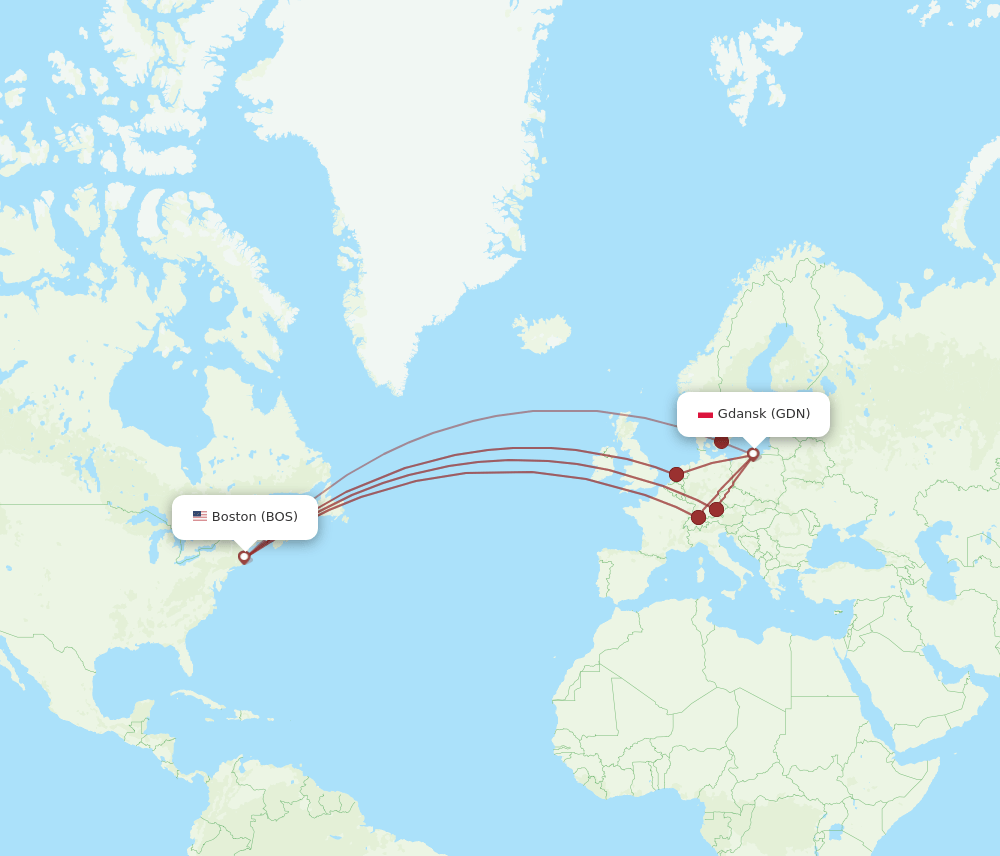 BOS-GDN flight routes