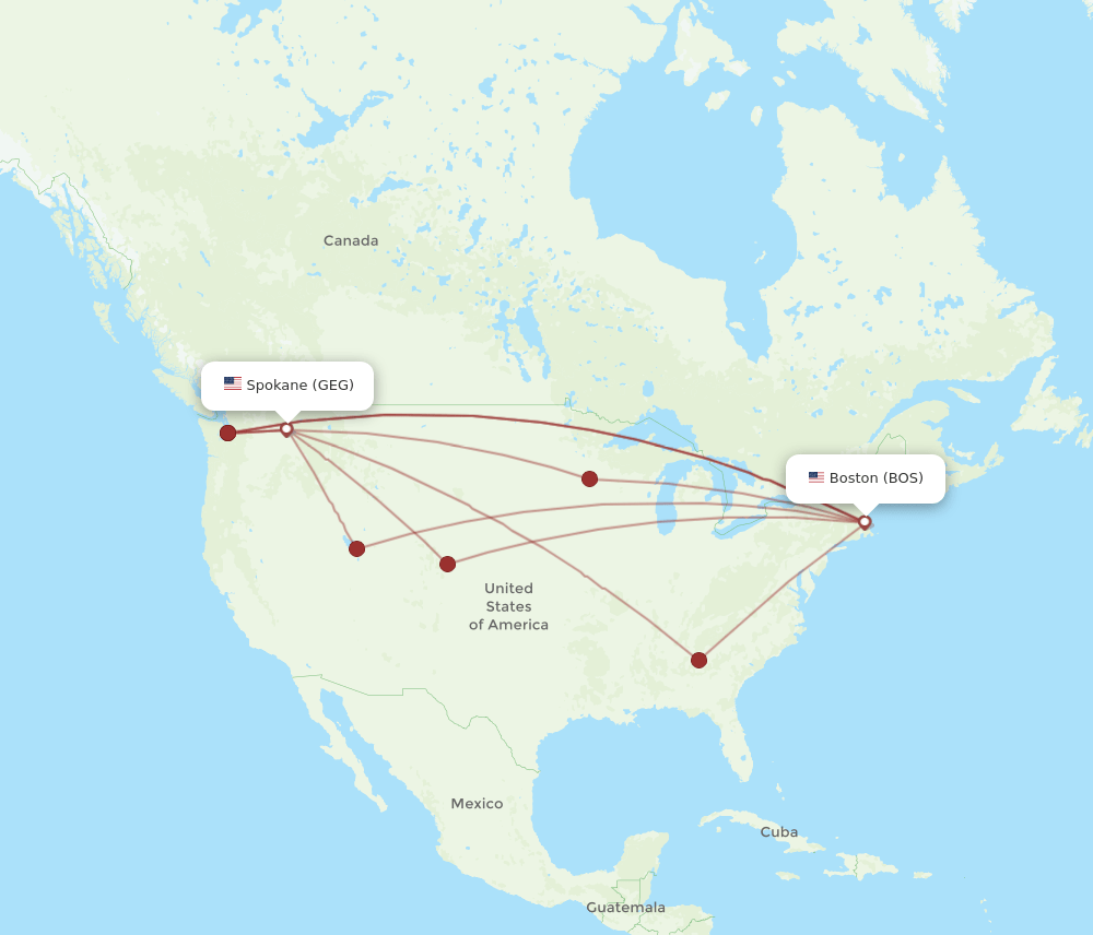 BOS-GEG flight routes