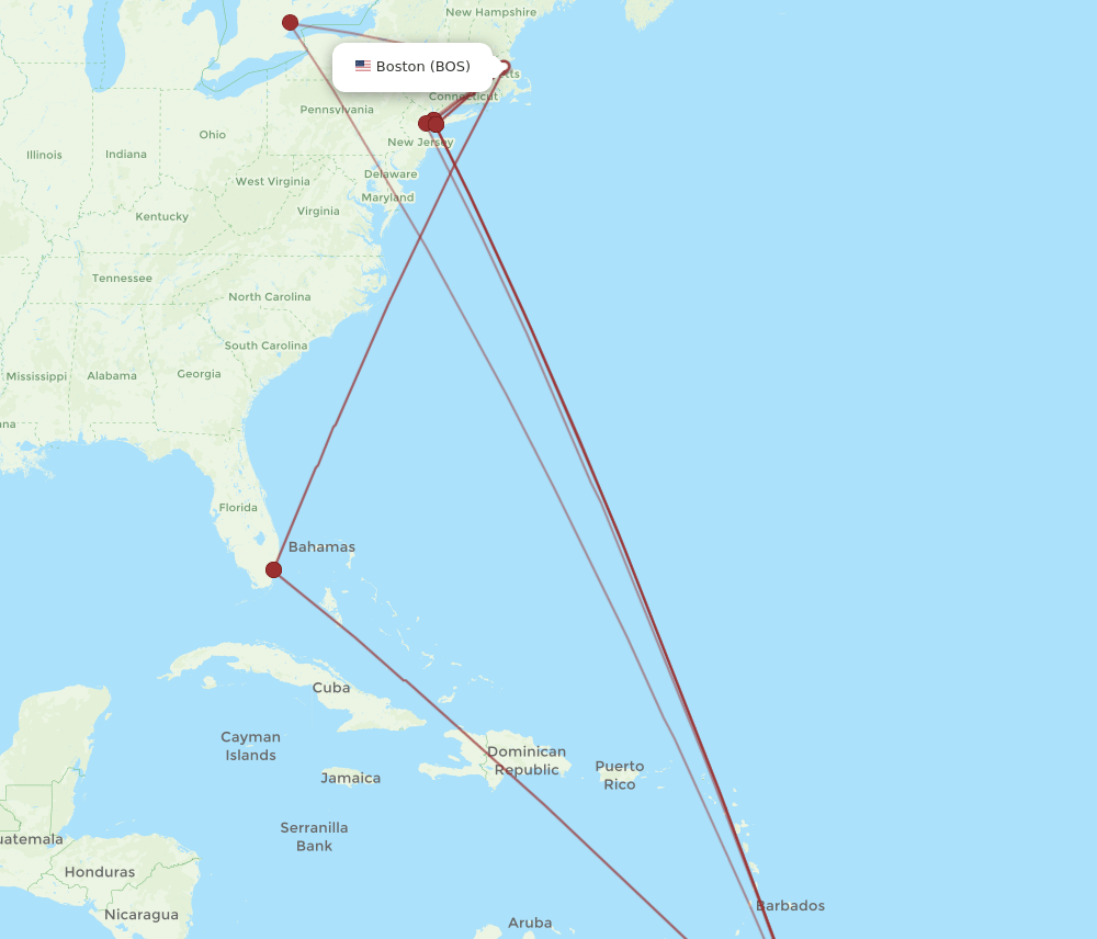BOS-GEO flight routes