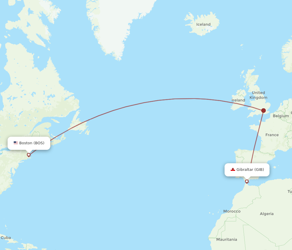 BOS-GIB flight routes