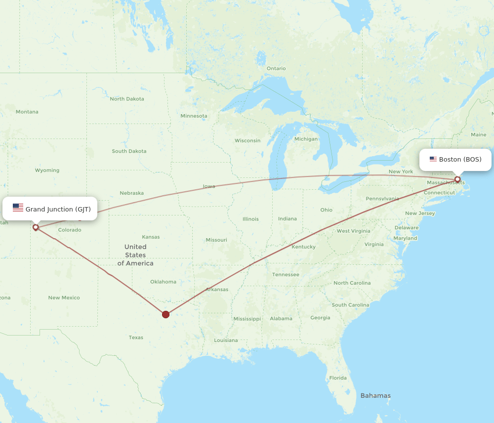 BOS-GJT flight routes