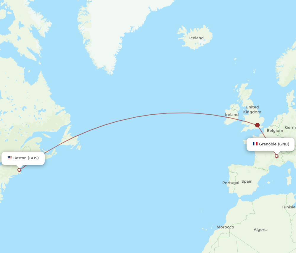 BOS-GNB flight routes