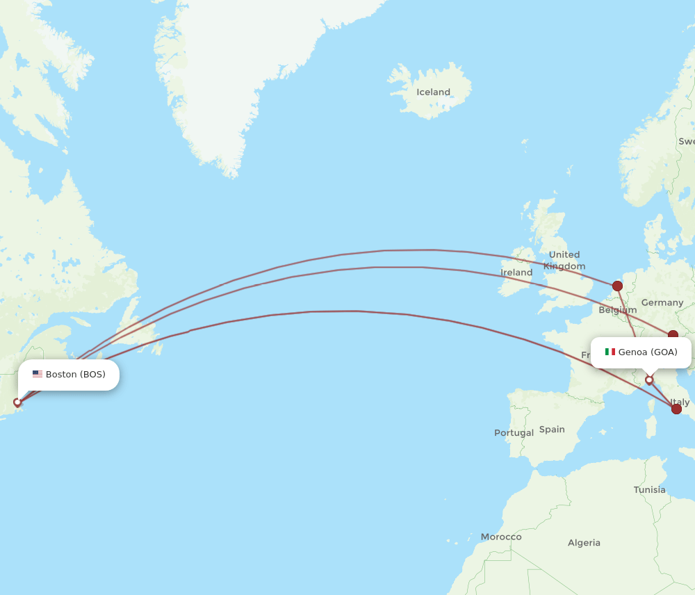 BOS-GOA flight routes