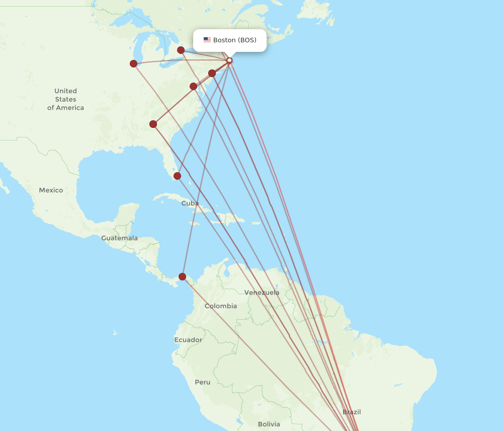 BOS-GRU flight routes