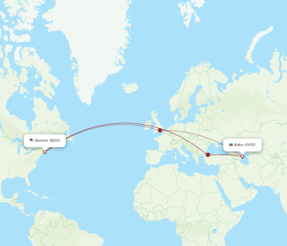BOS-GYD flight routes