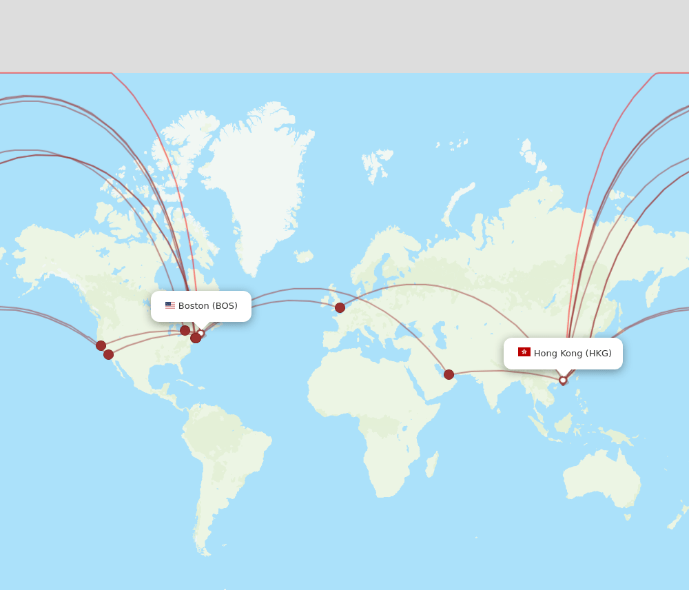 BOS to HKG flights and routes map