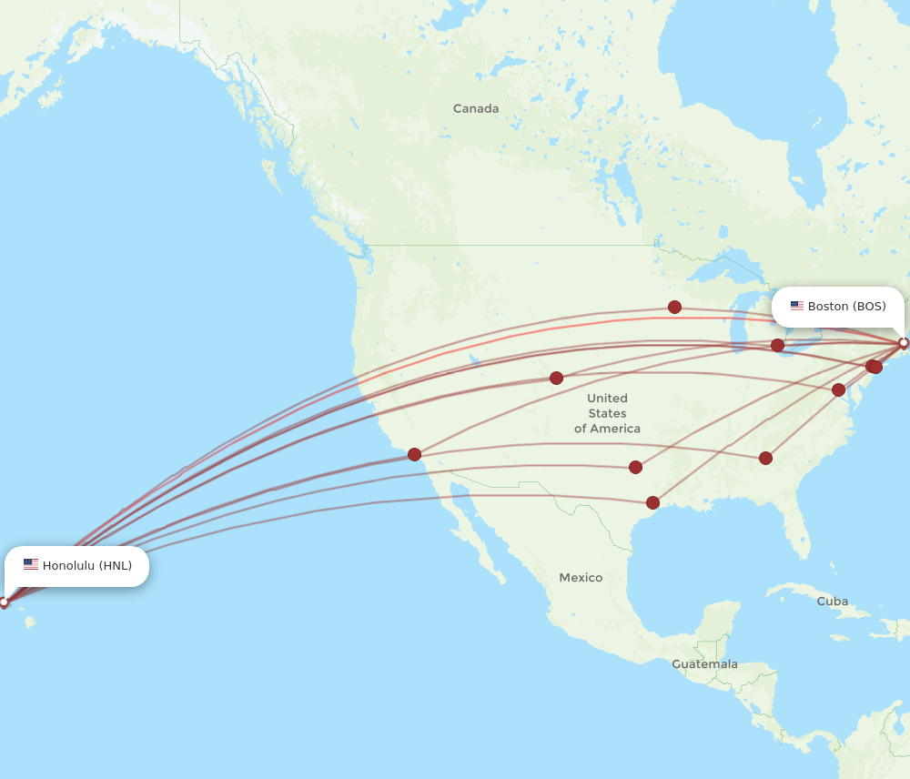 BOS to HNL flights and routes map