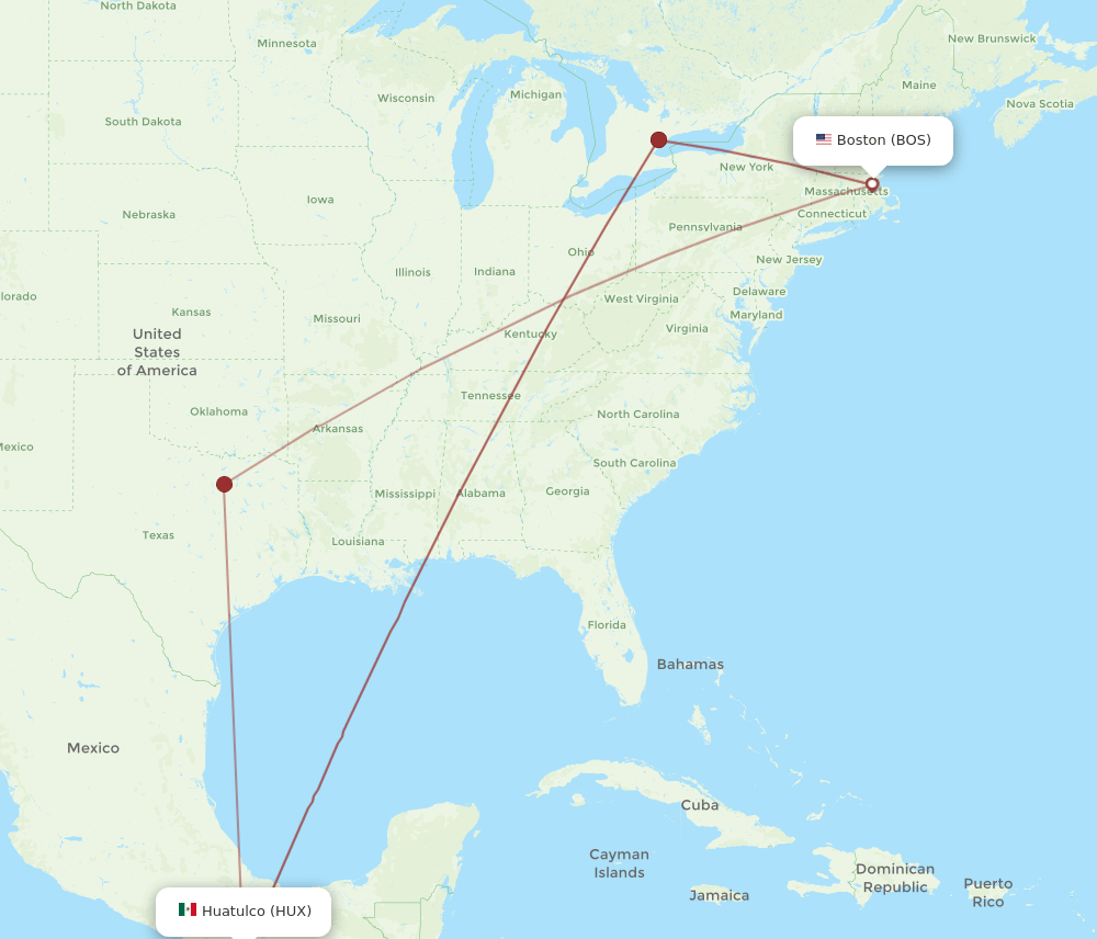 BOS-HUX flight routes