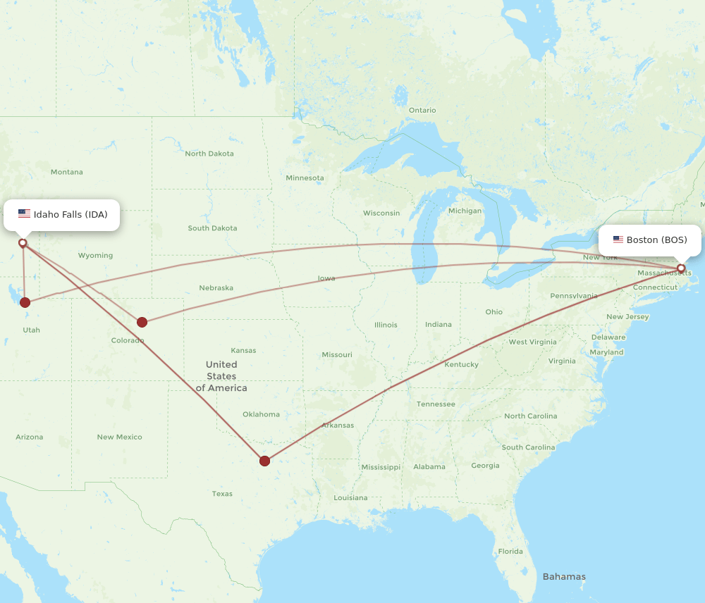 BOS-IDA flight routes