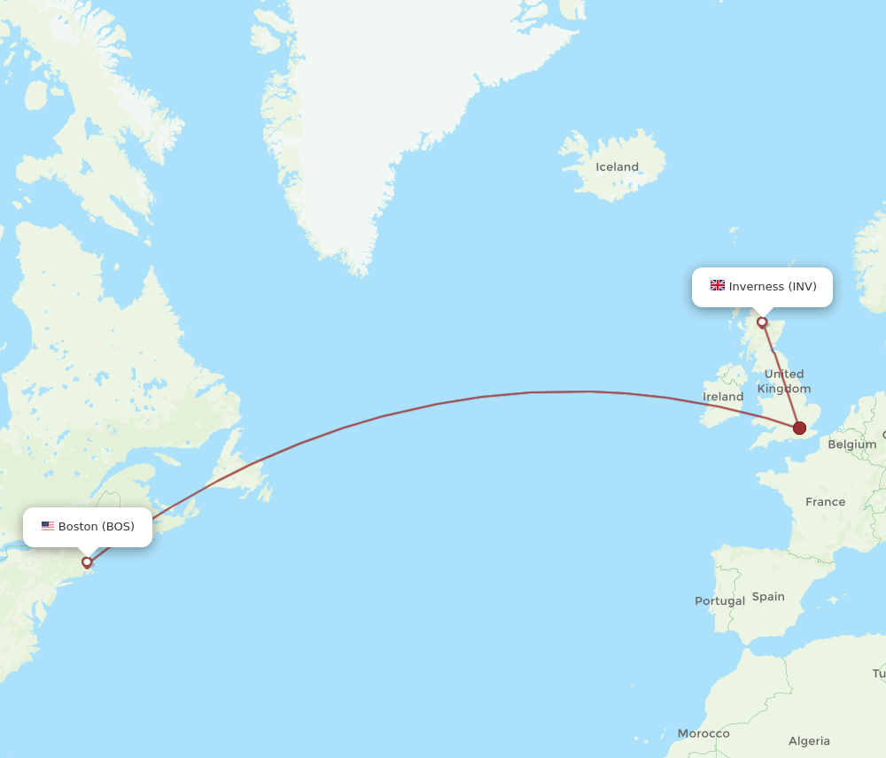 BOS-INV flight routes