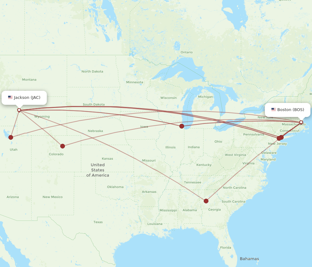 BOS-JAC flight routes