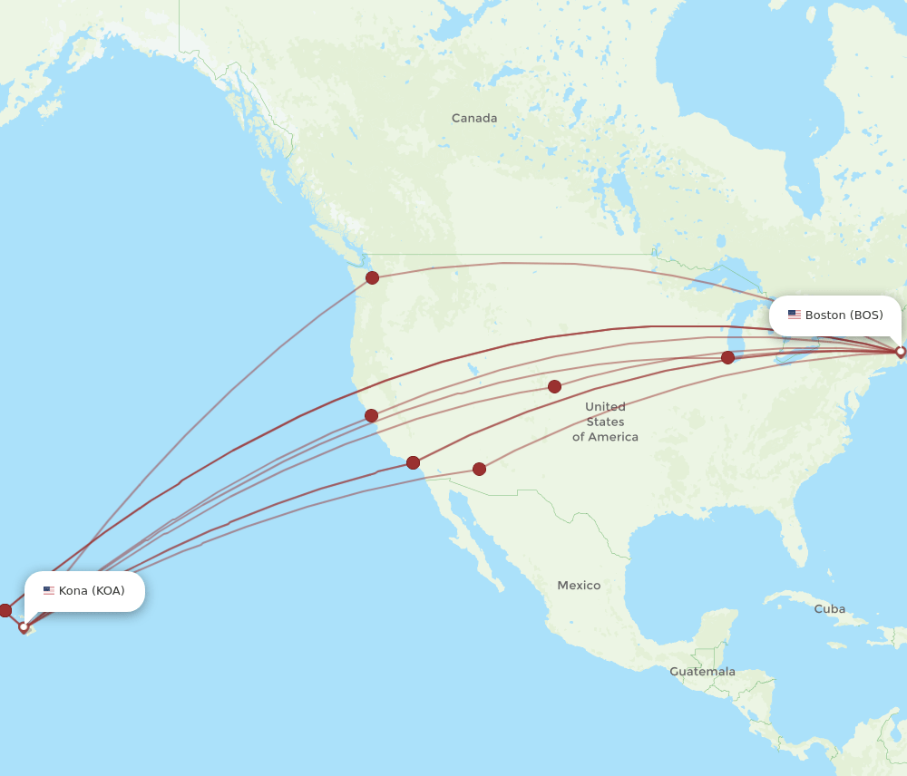 BOS-KOA flight routes