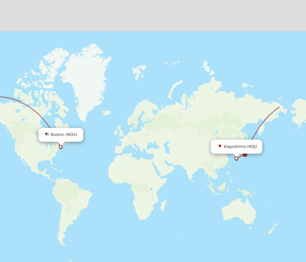 BOS to KOJ flights and routes map