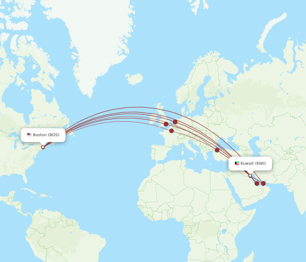 BOS-KWI flight routes