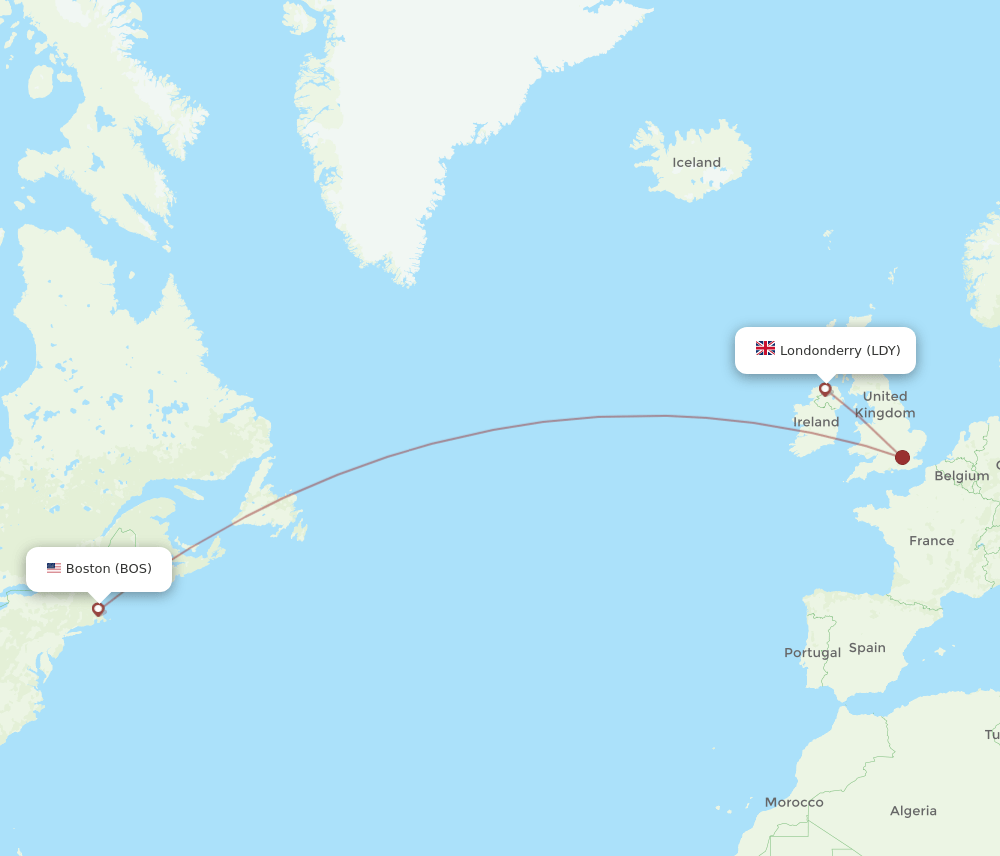 BOS-LDY flight routes
