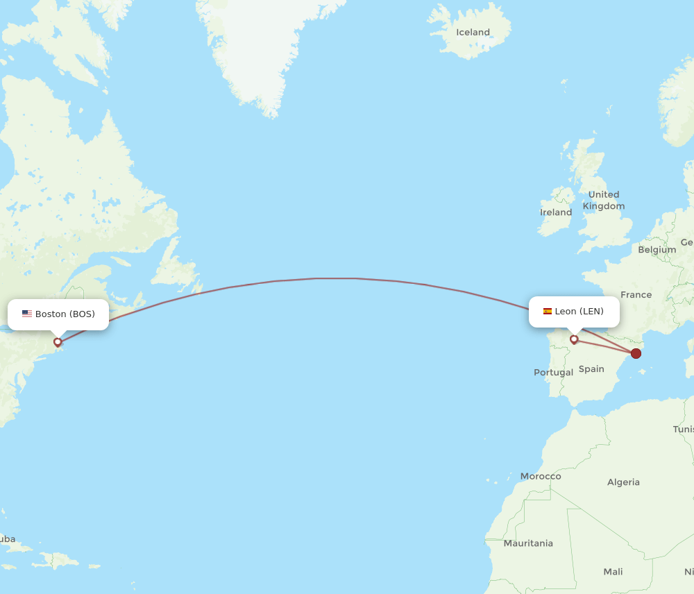 BOS-LEN flight routes