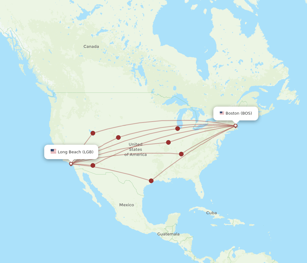 BOS-LGB flight routes