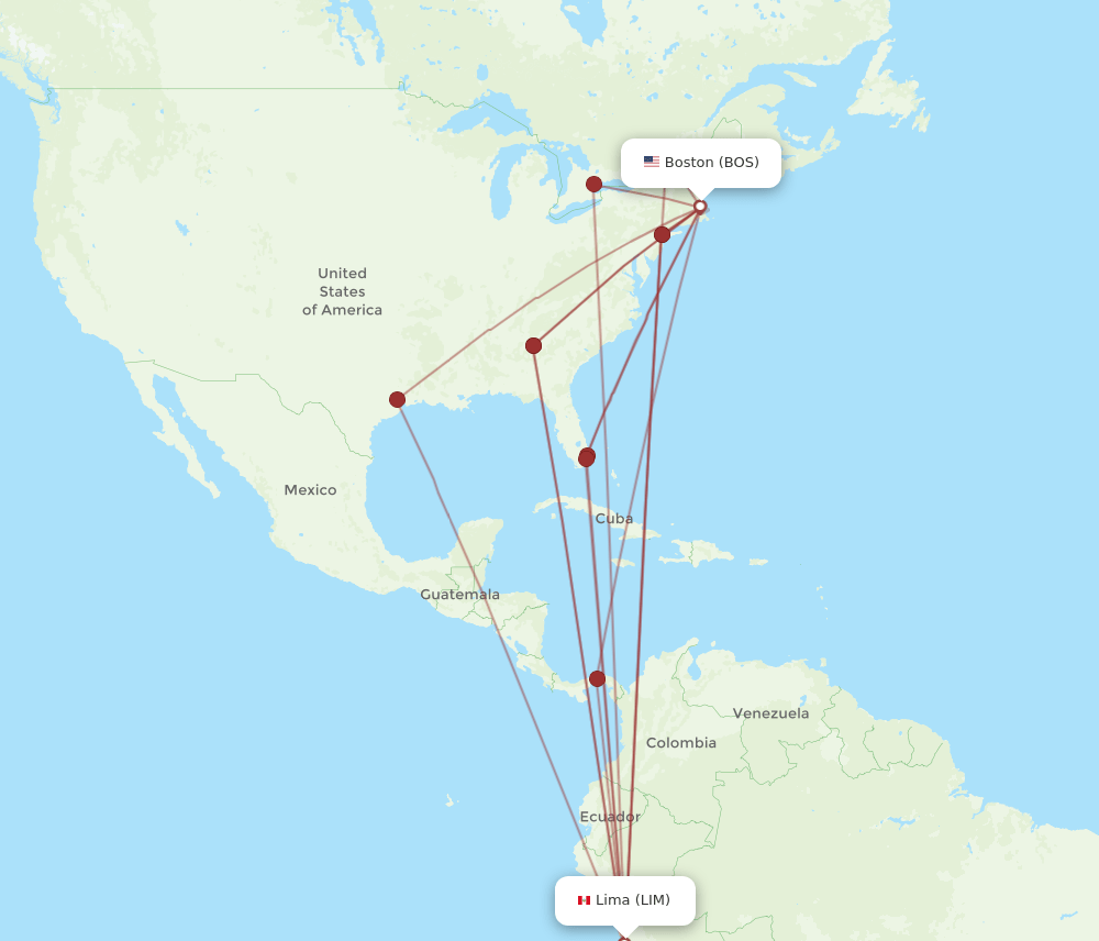 BOS-LIM flight routes