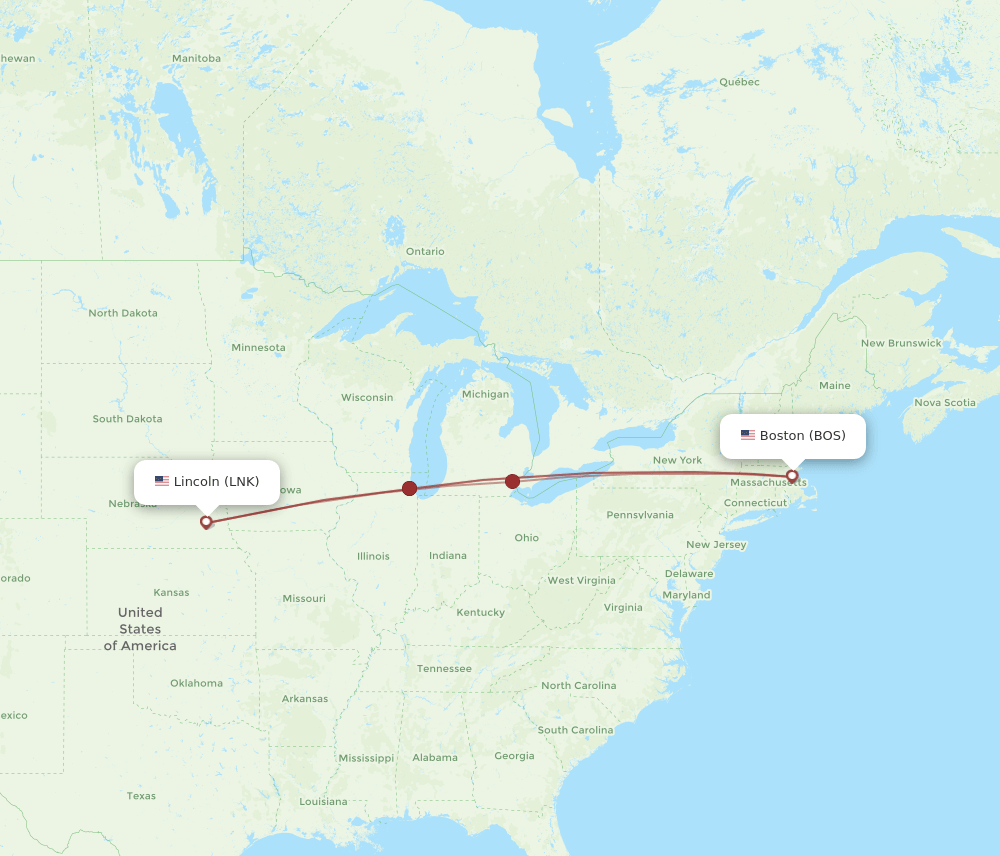 BOS-LNK flight routes