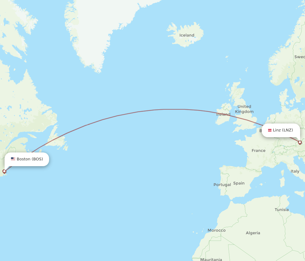 BOS-LNZ flight routes