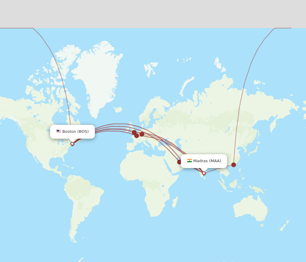 BOS-MAA flight routes