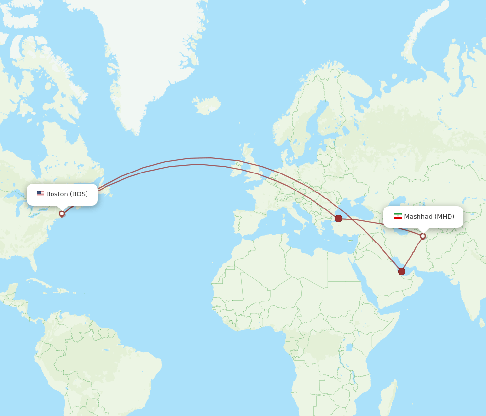 BOS-MHD flight routes