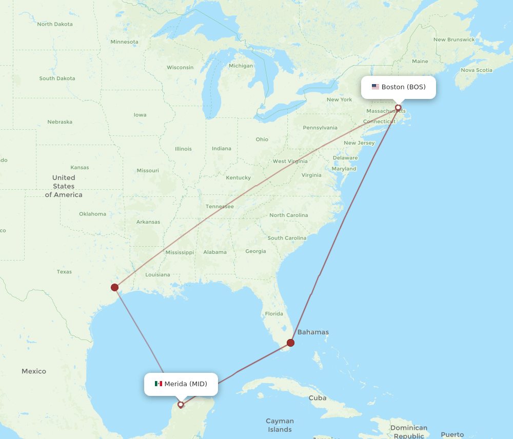 BOS-MID flight routes
