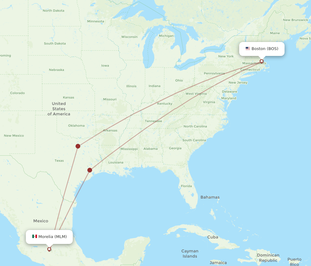 BOS-MLM flight routes