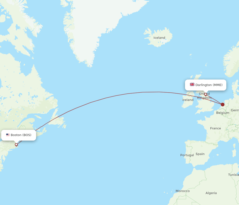 BOS-MME flight routes