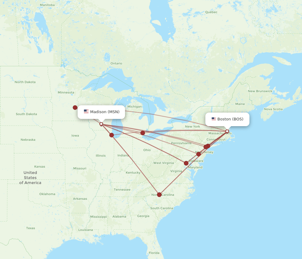 BOS-MSN flight routes
