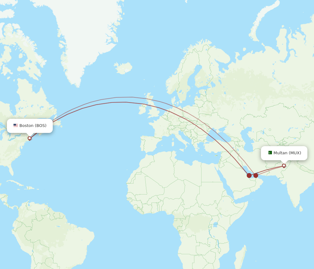 BOS-MUX flight routes