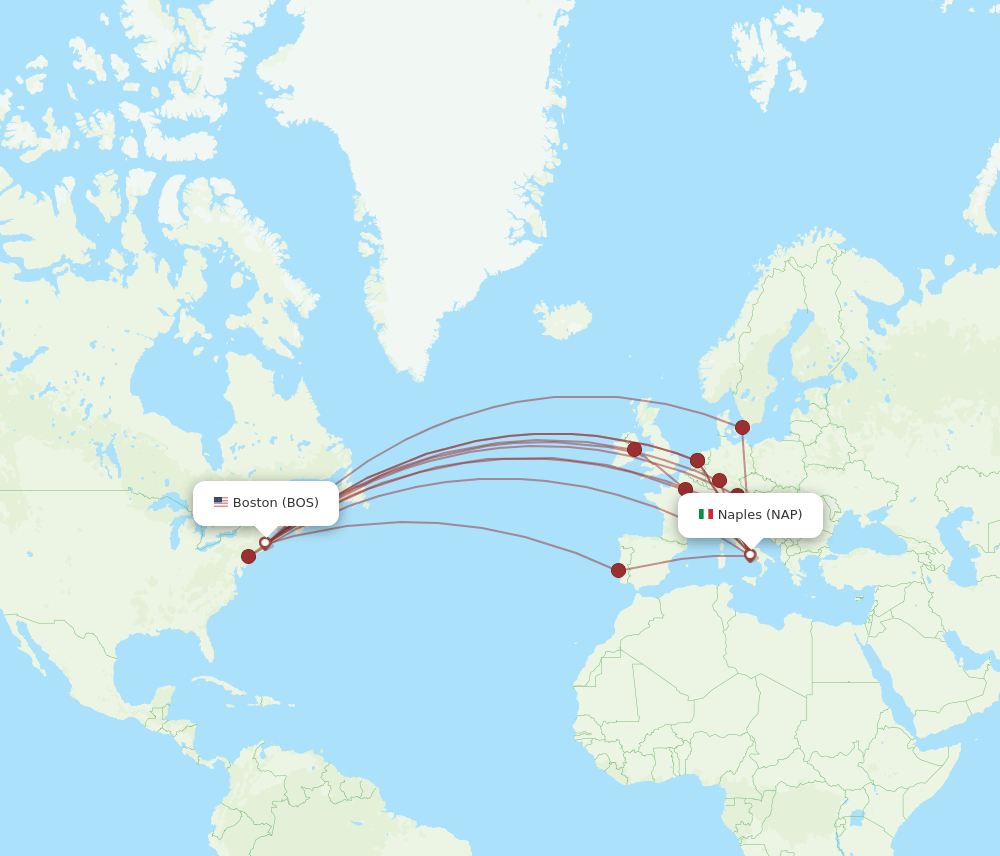 BOS-NAP flight routes