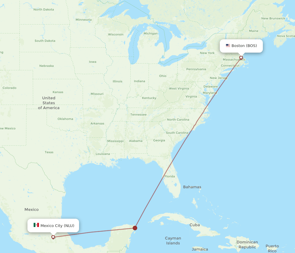 BOS-NLU flight routes