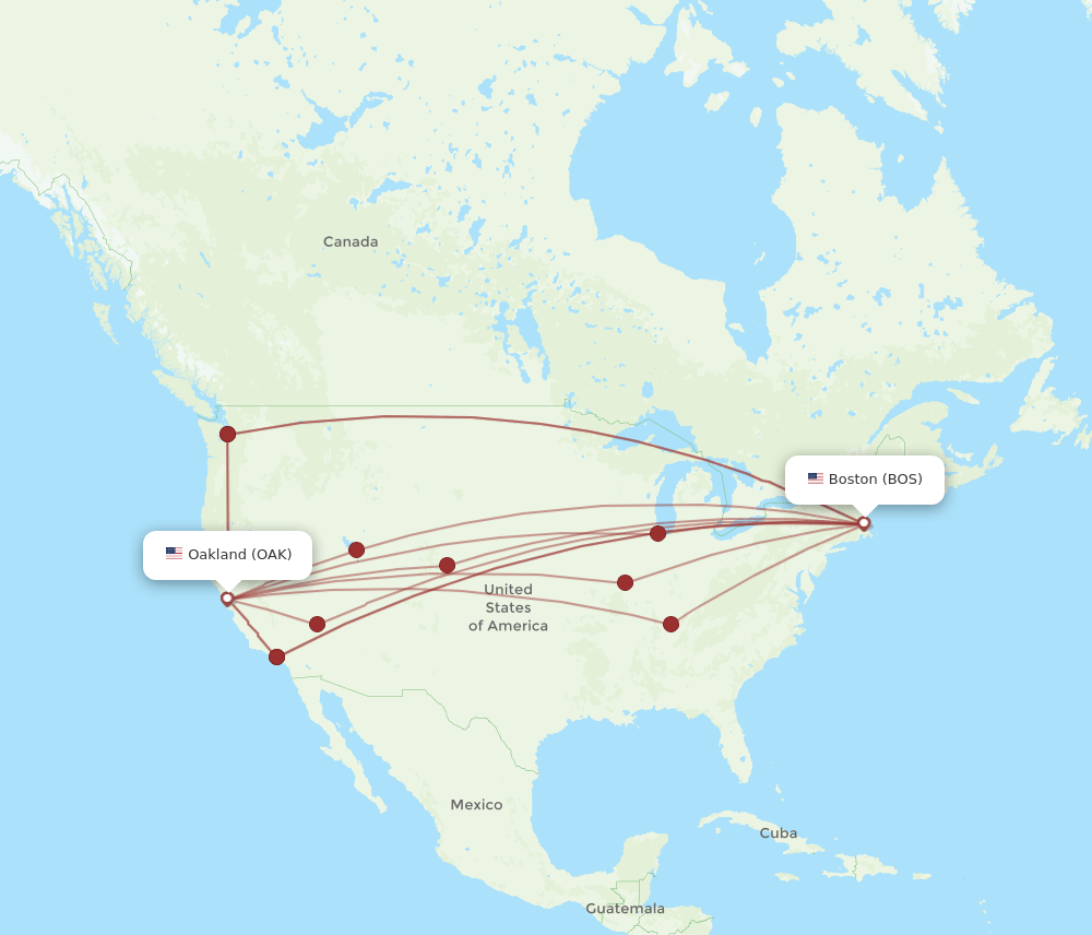 BOS-OAK flight routes