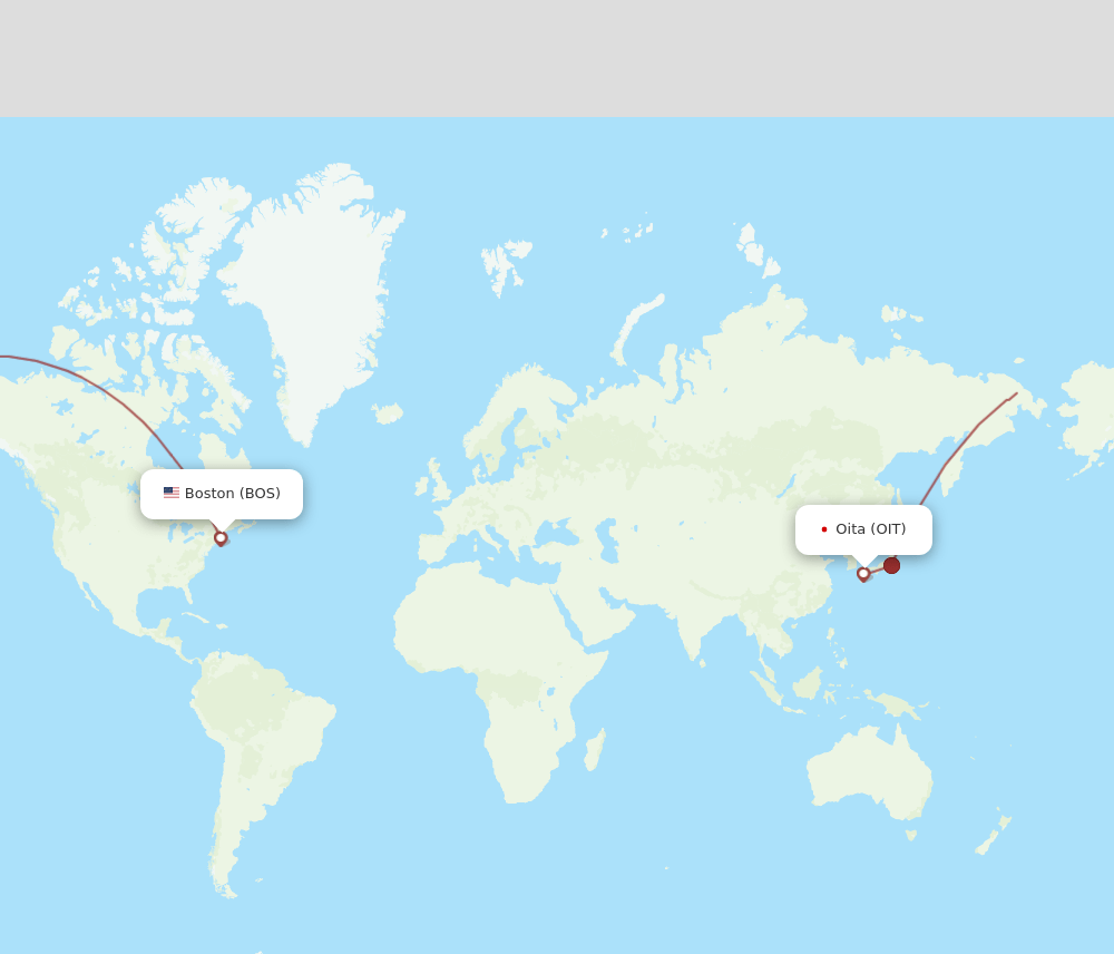 BOS to OIT flights and routes map