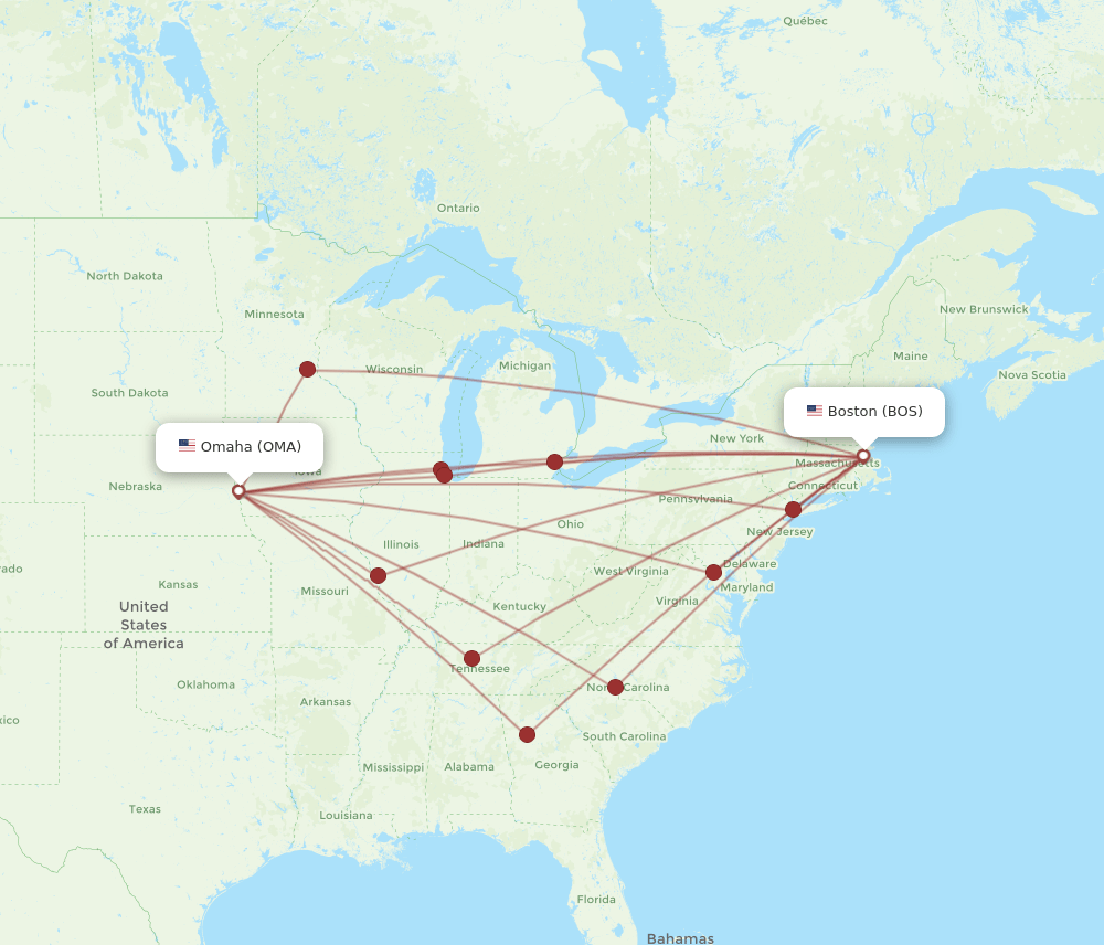 BOS-OMA flight routes
