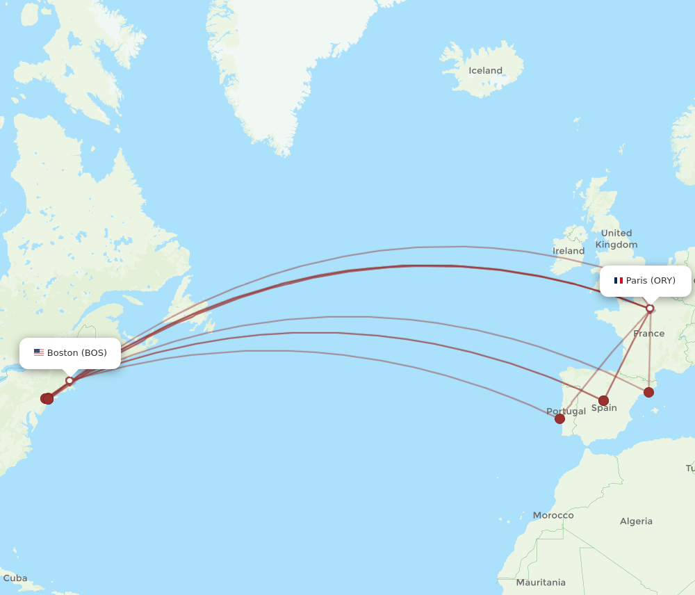 BOS-ORY flight routes