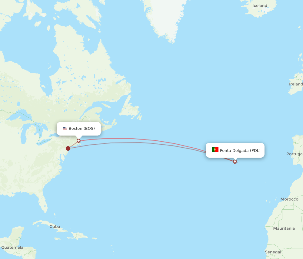 BOS-PDL flight routes