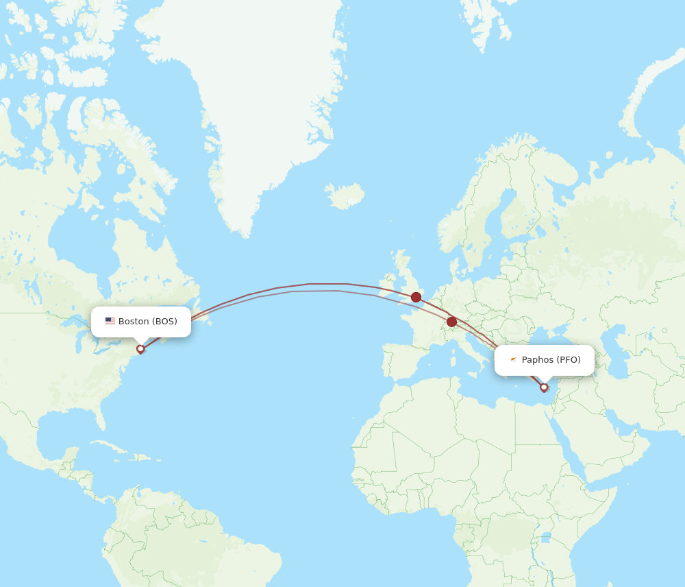 BOS-PFO flight routes