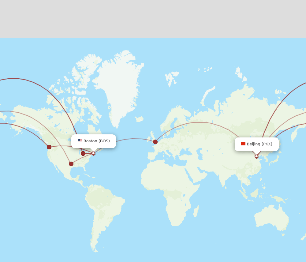 BOS-PKX flight routes