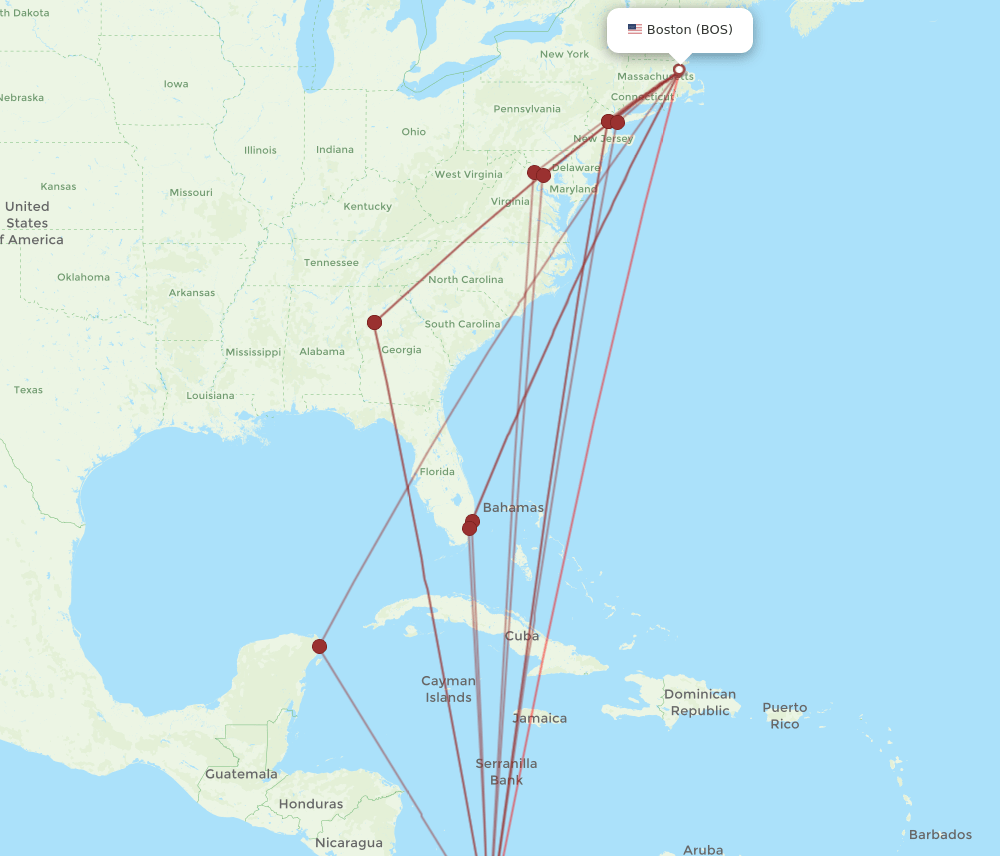BOS-PTY flight routes