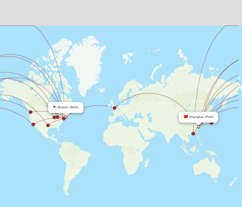 BOS-PVG flight routes