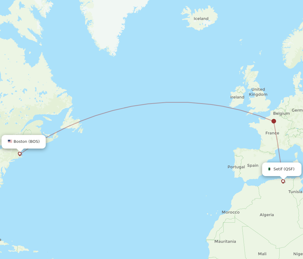 BOS-QSF flight routes